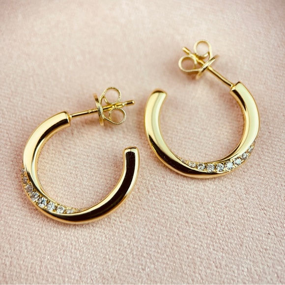 Jewelry - 0.4ctw G Shape Twist Diamond Stud Earrings 14k Plated S925